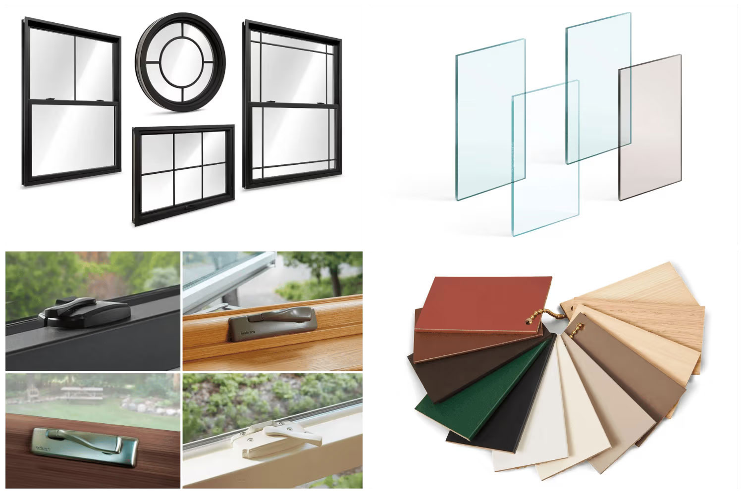 Window styles, hardware finishes and color samples